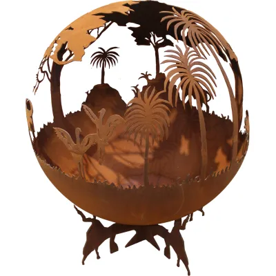 Brasero globe - MADAGASCAR en acier corten - 1