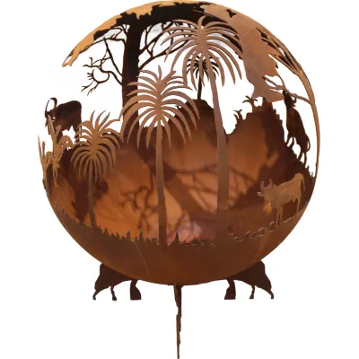 Brasero globe - MADAGASCAR en acier corten - 2