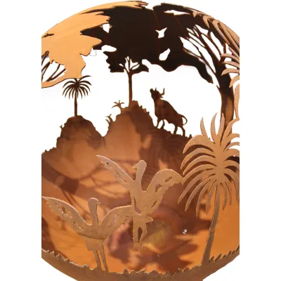 Brasero globe - MADAGASCAR en acier corten - 3