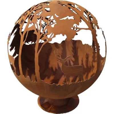 Brasero globe - FRONDAISON en acier corten - 1