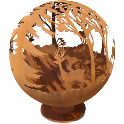 Brasero globe - FRONDAISON en acier corten - 2