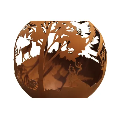 Brasero globe - FRONDAISON en acier corten - 3